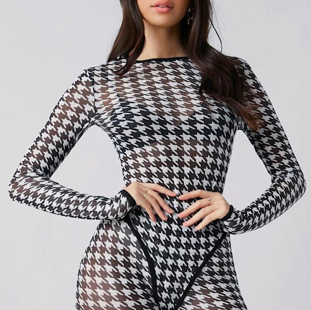 Houndstooth 2-Piece Pants Set